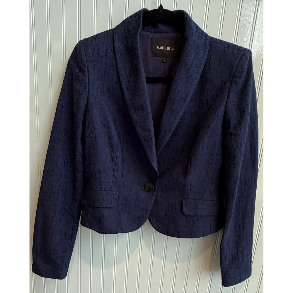 Lafayette 148 New York Navy Blazer 4 Quiet Luxury Old Money Classic
