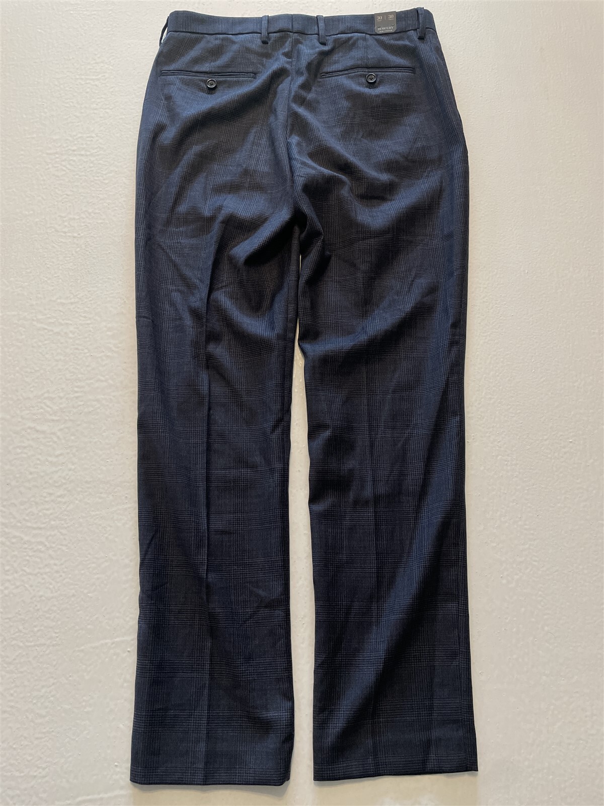 NWT J.CREW 30 x 30 Bowery Slim Four Season Wool Blend Gray Glen Plaid Pant AO720