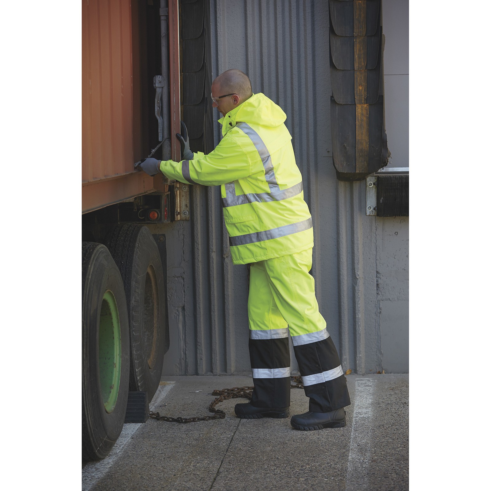 Gravel Gear HV Men’s Type E High Visibility 300 Denier Ripstop Rain Pants,