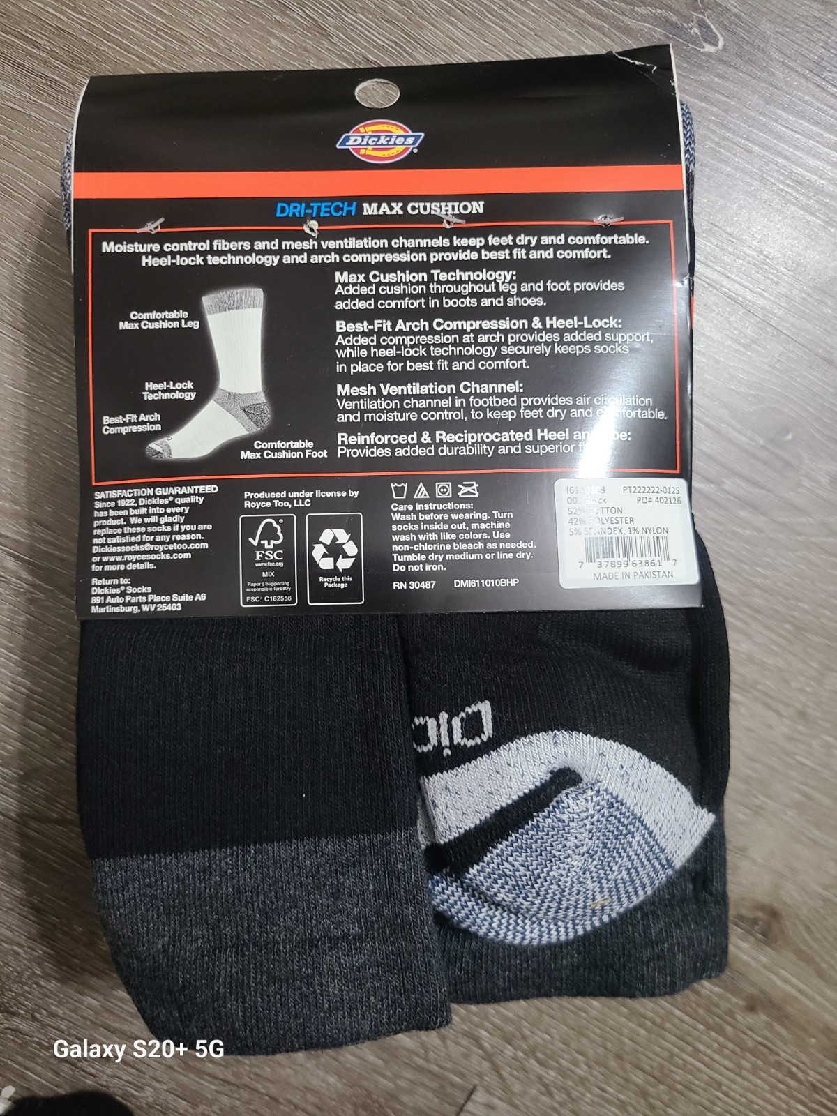 Dickies Men’s Dri-tech Moisture Control Crew Socks Assorted Sizes Colors 6pairs