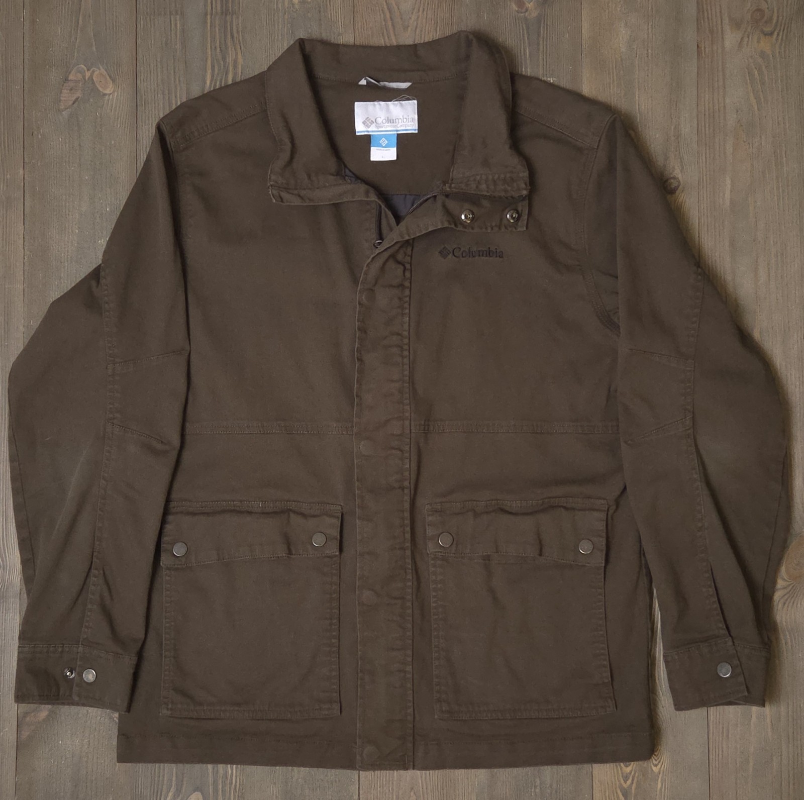 Columbia Womens L Field Jacket Olive Green Cotton Military Utility Shacket