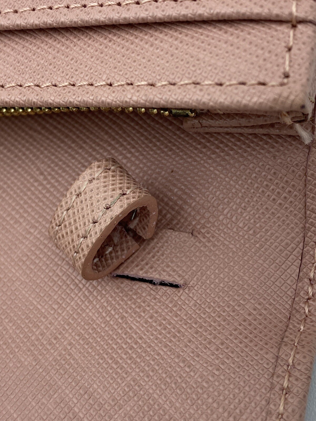 Prada Saffiano Leather Muted Pink Bifold Wallet With Crossbody Strap