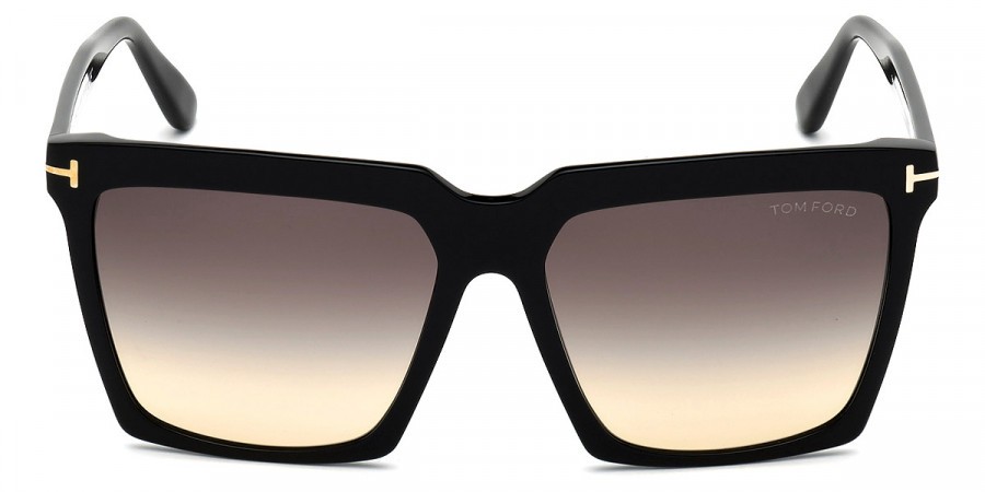 New Tom Ford Women Square Sunglasses FT0764 01B Shiny Black /Gradient Smoke 58mm