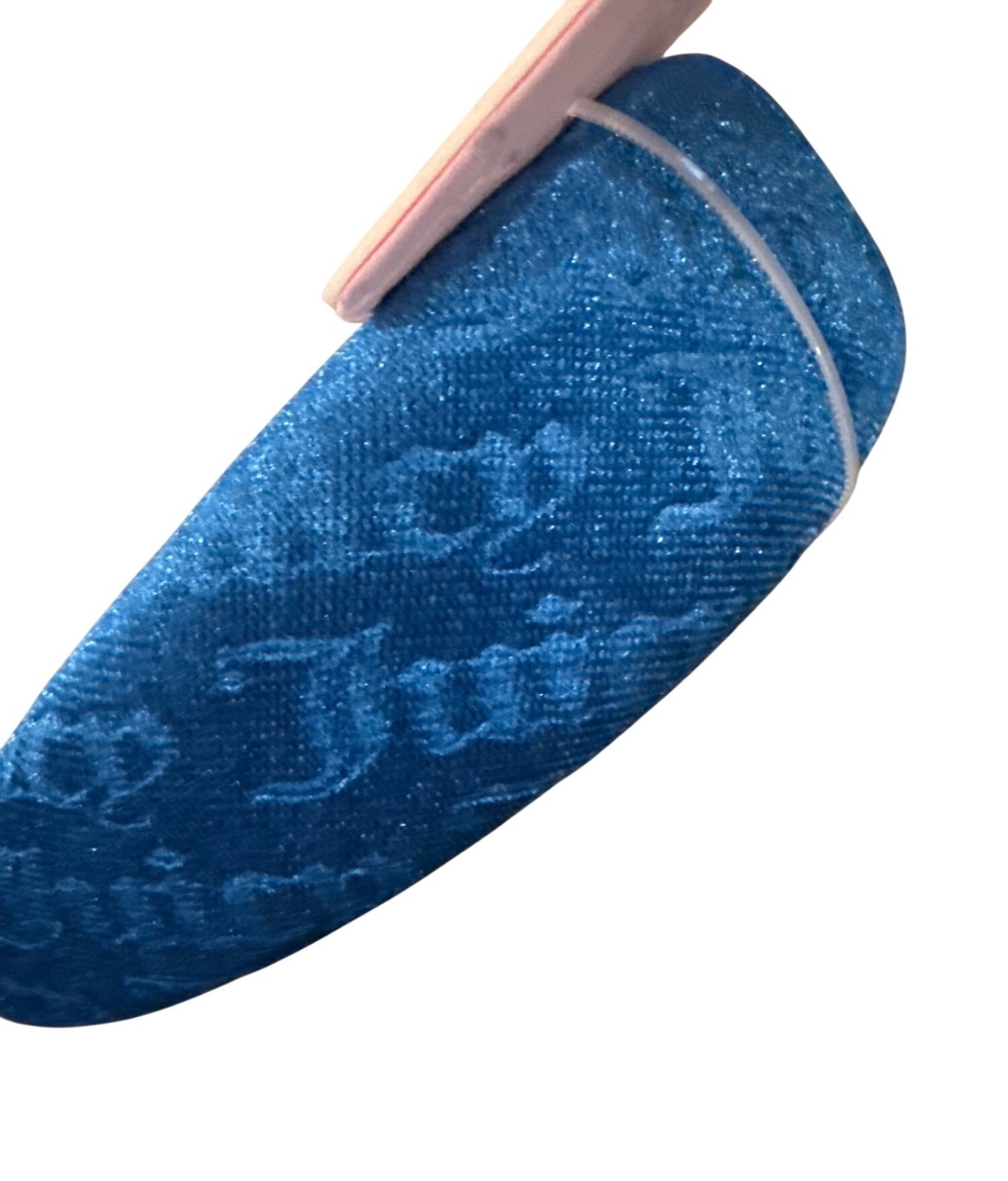 Juicy Couture Blue Velour Embossed Headband Logo Pink Tag Soft+Velvety+Spa-Type