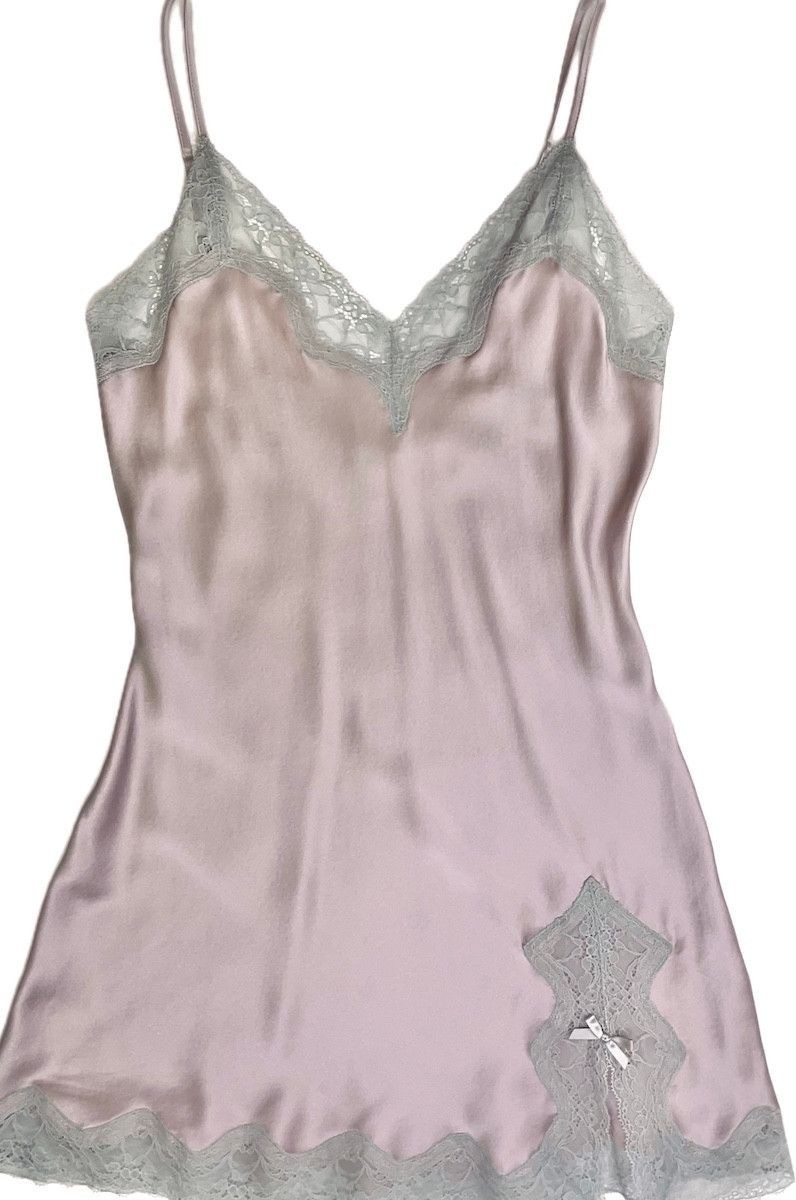 Samantha Chang SILK BABYDOLL DUSK W/ SILVER LACE- Med Display Model