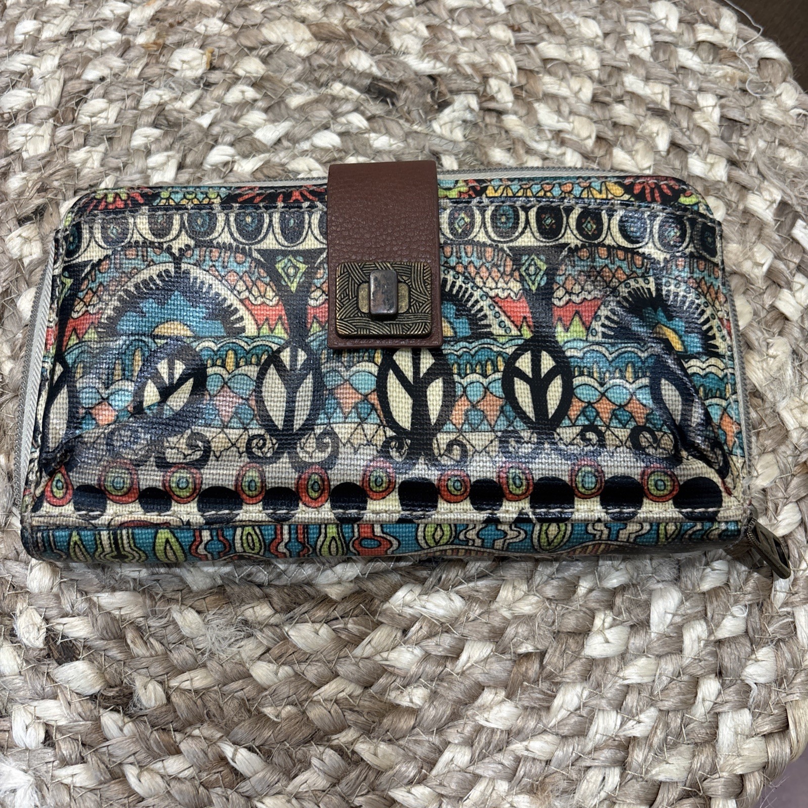 SAKROOTS Convertible Crossbody Wristlet Phone Wallet coated canvas Blue
