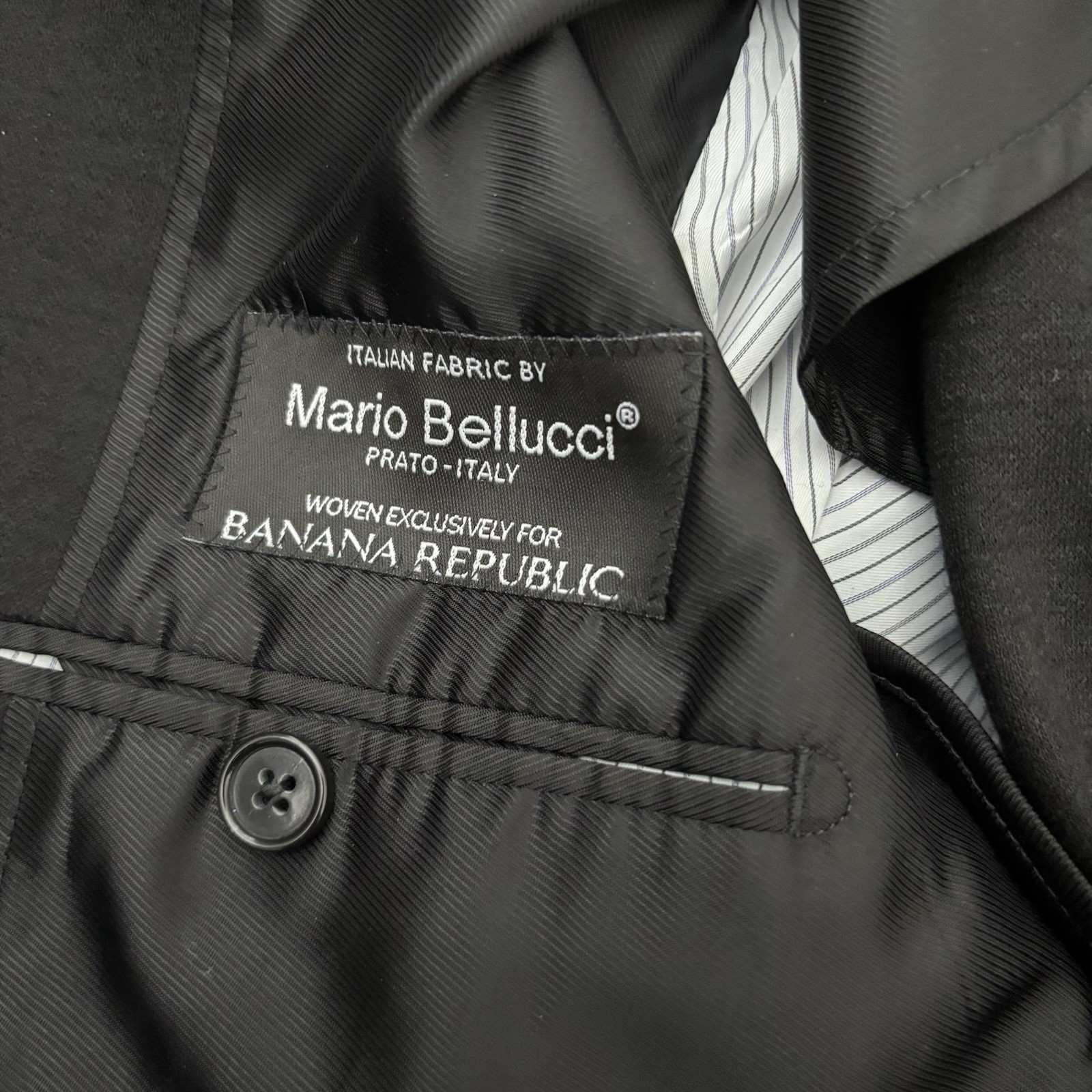 Banana Republic Blazer Men’s 42S Black Flannel Slim Fit Mario Bellucci 384417