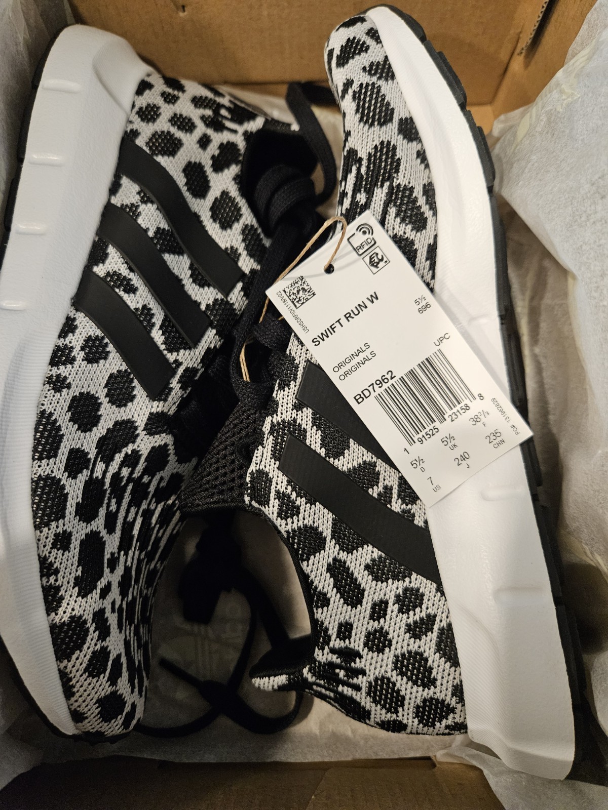adidas Swift Run W BD7962 Raw White Core Black Leopard Print Women’s Sneaker