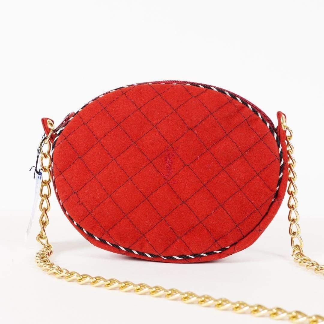 Yves Saint Laurent Shoulder Bag w/Tag Suede Red Size: W:6.7 × H:5.1in. [Unused]