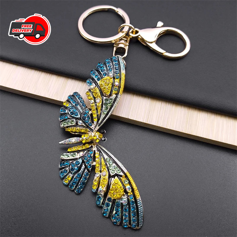 Cute Sweet Colorful Full Crystal Big Bear Key Chain Alloy Rhinestone Fashion Bag