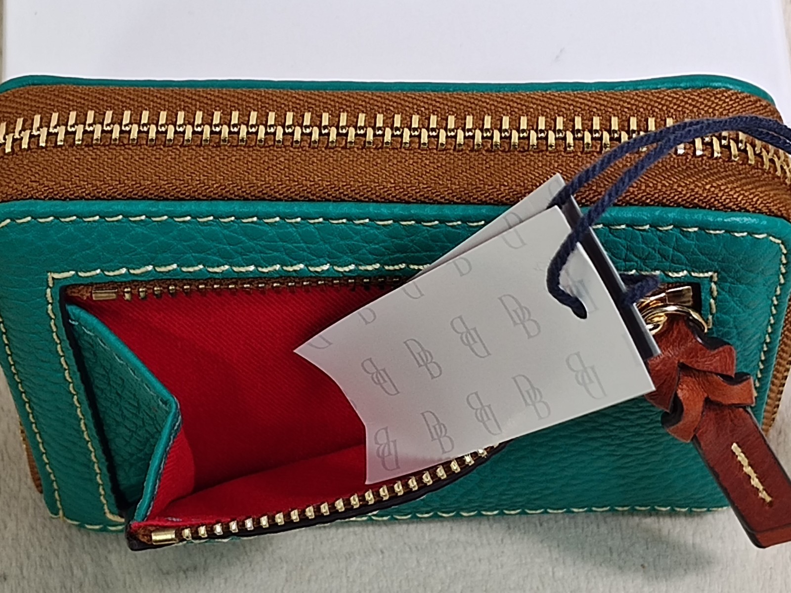 Dooney & Bourke Pebble Grain Small Zip Around Wallet Clutch Spearmint