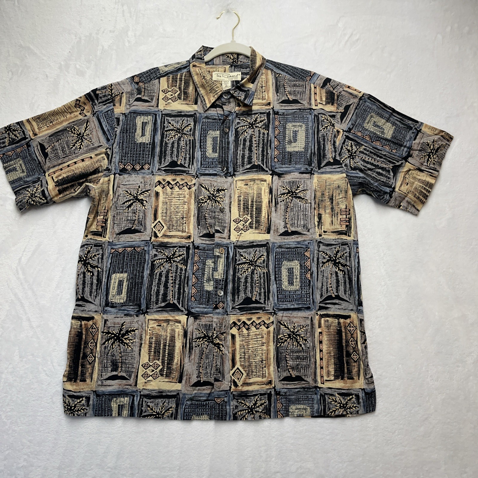 Tori Richard Shirt Mens Large Tribal Hawaiian Vacation Lawn Honolulu Resort VTG