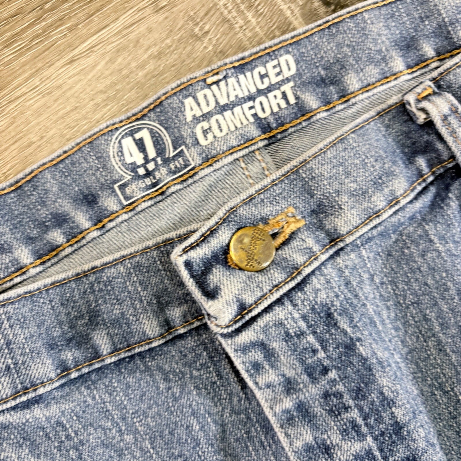Wrangler 47 Advanced Comfort Regular Fit Mens Blue Jeans 38×34 Straight Leg