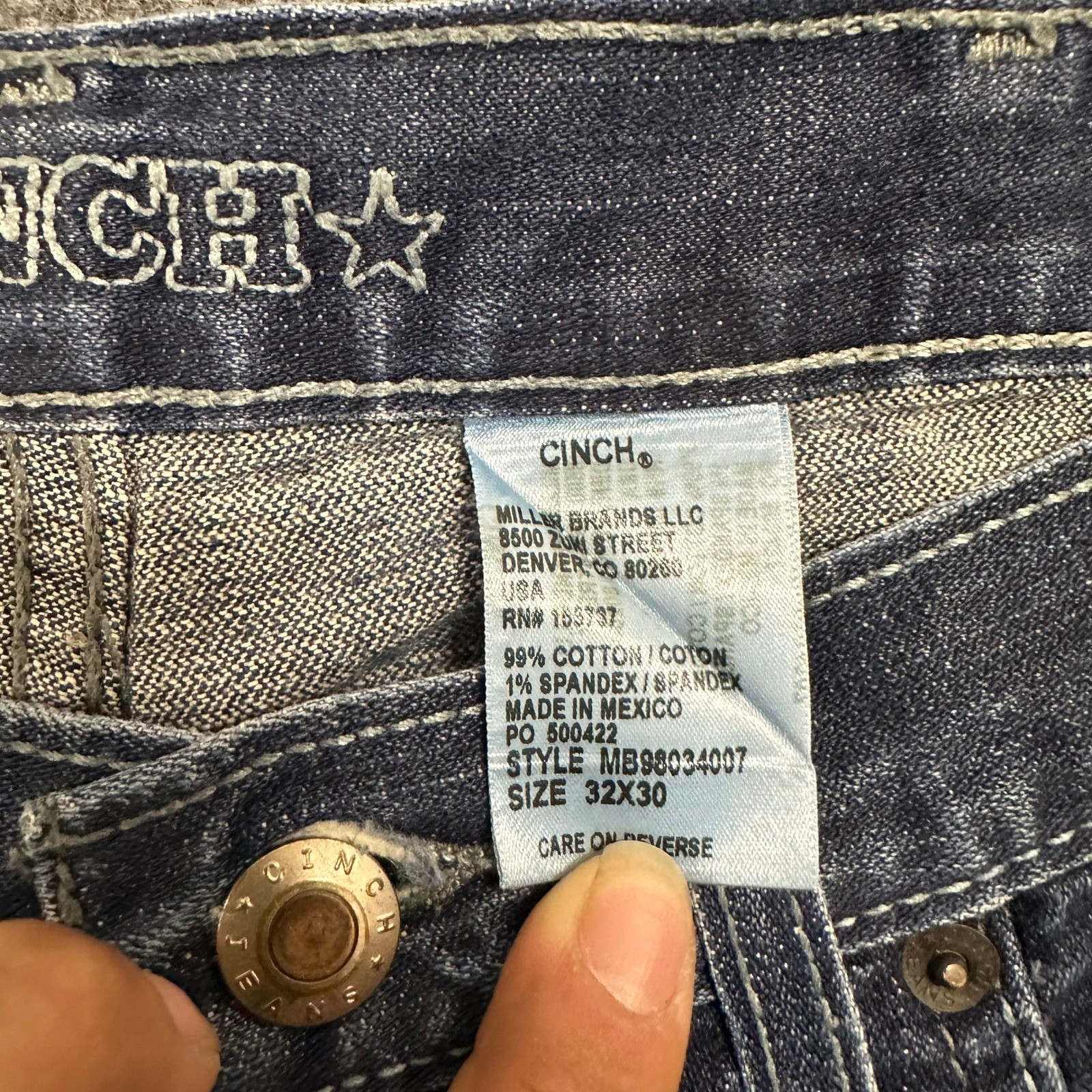 Cinch Jeans Mens Size 32×30 Dark Wash Stretch Denim Western Straight Leg 6614