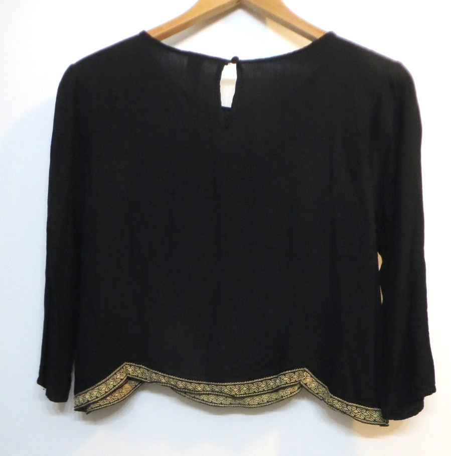 Mi ami Shirt Womens Small Black Studded Crop Whimsigoth Rock Grunge Steampunk