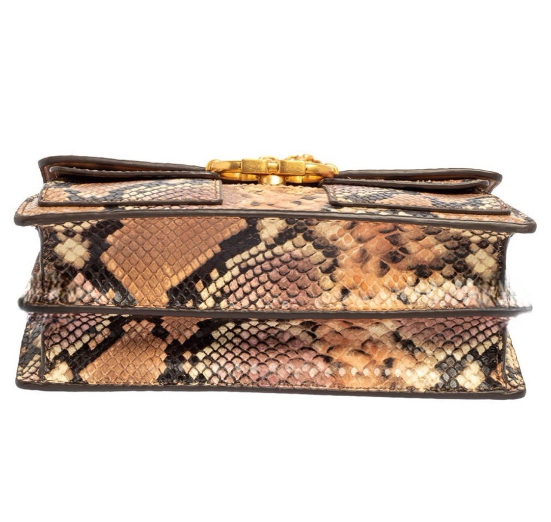 Authentic Tory Burch Multicolor Python Crossbody Bag Gold Chain.