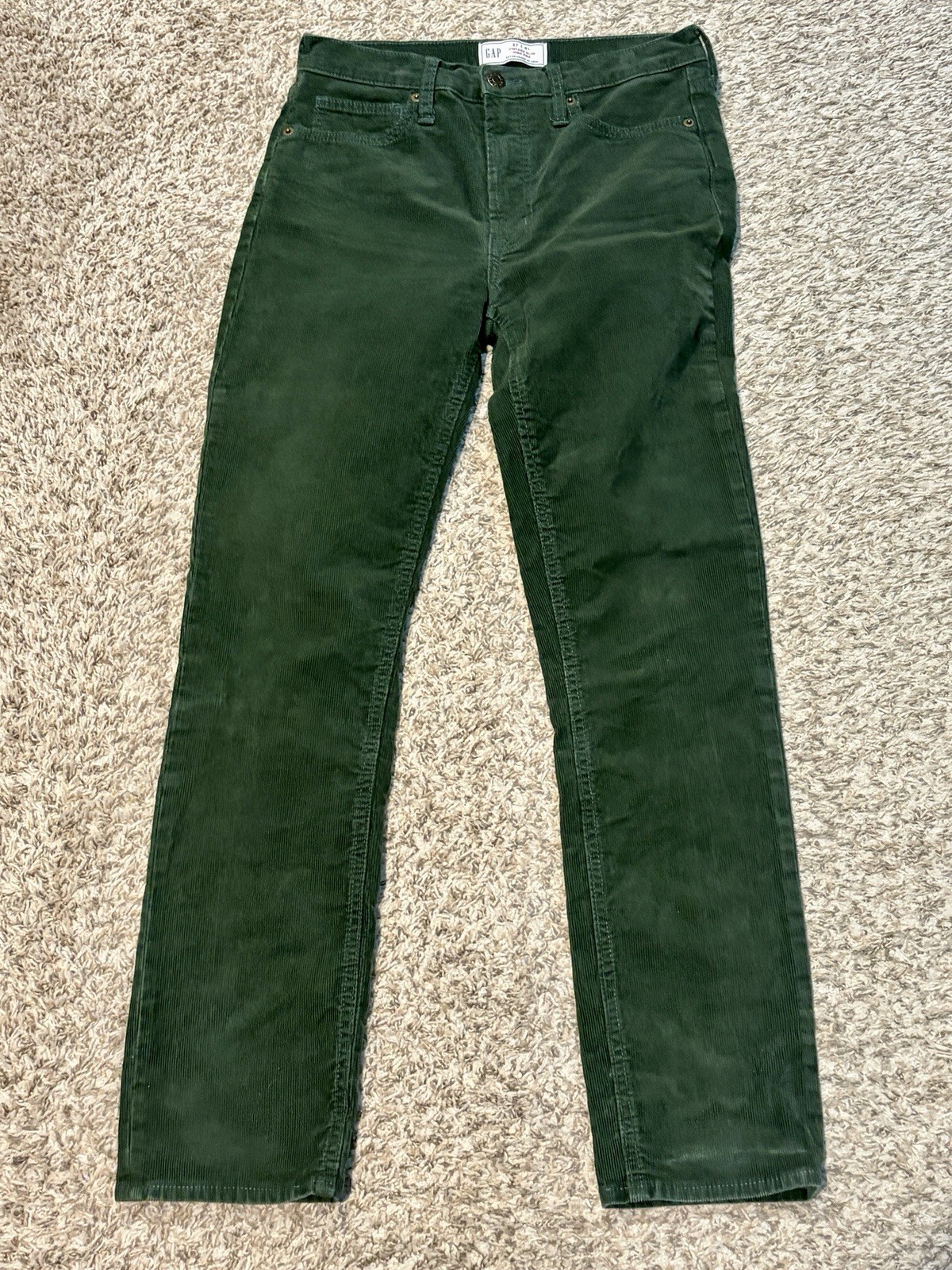 Women’s GAP Vintage Slim High Rise Green Corduroy Pants Size 27 4L NICE