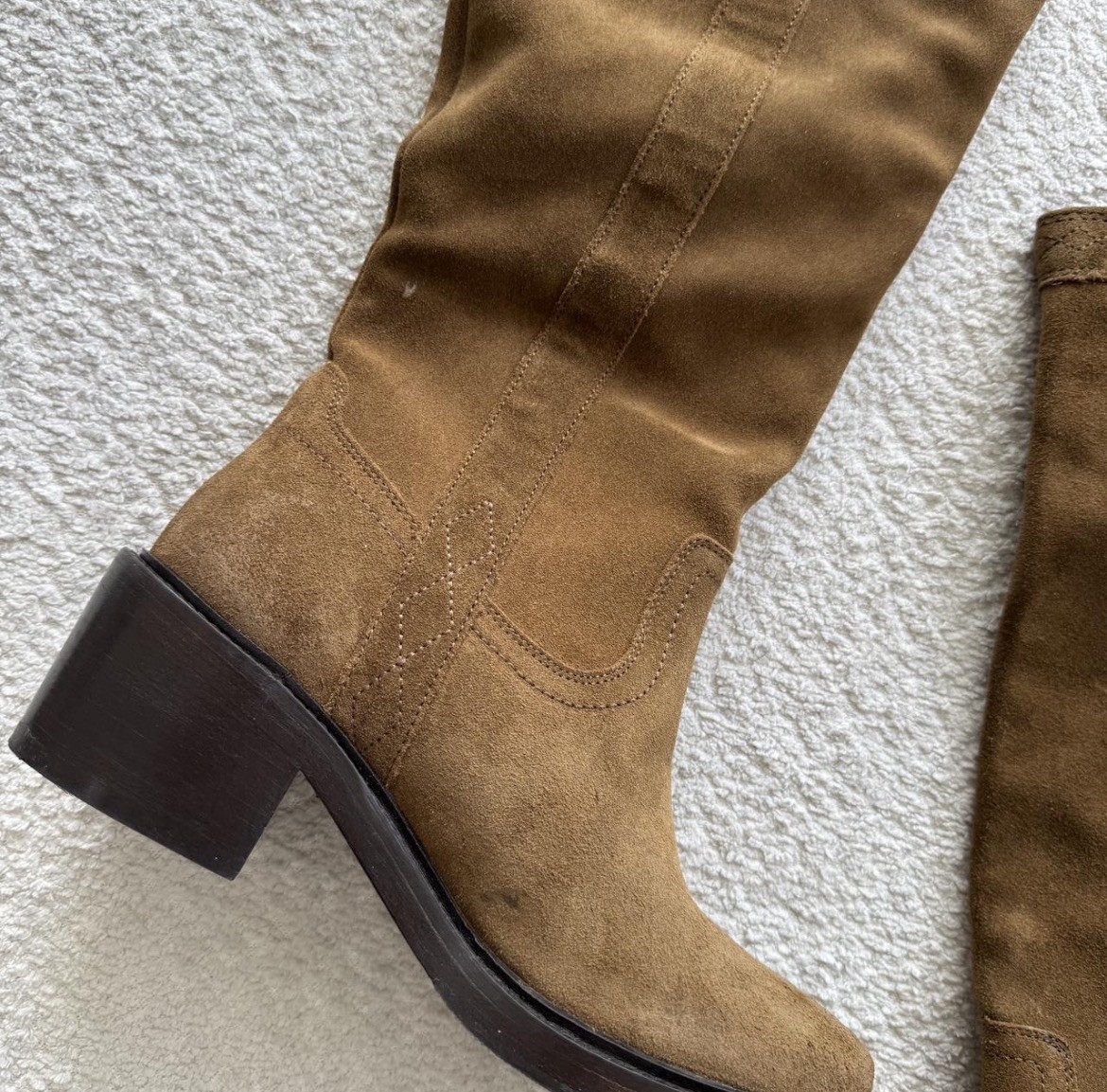 Frye Women’s Brown Suede Western Mid-Calf Pull-On Boots Leather Lined 8