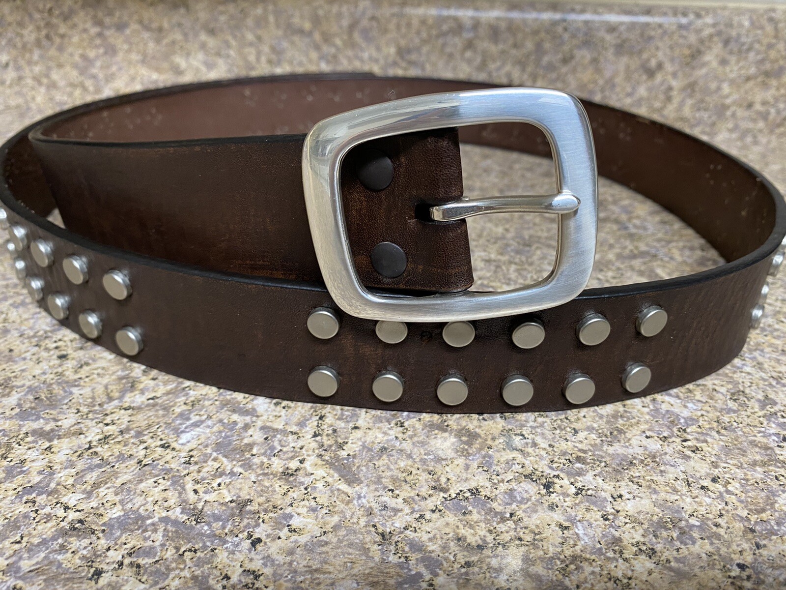 Brown Studded Genuine Leather Belt Sizes 26, 28, 30, 32, 34, 36, 40, 46