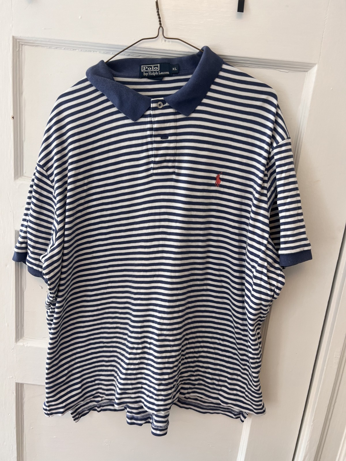 Vintage 90’s Men’s POLO by RALPH LAUREN/Blue & White Stripe/Size XL