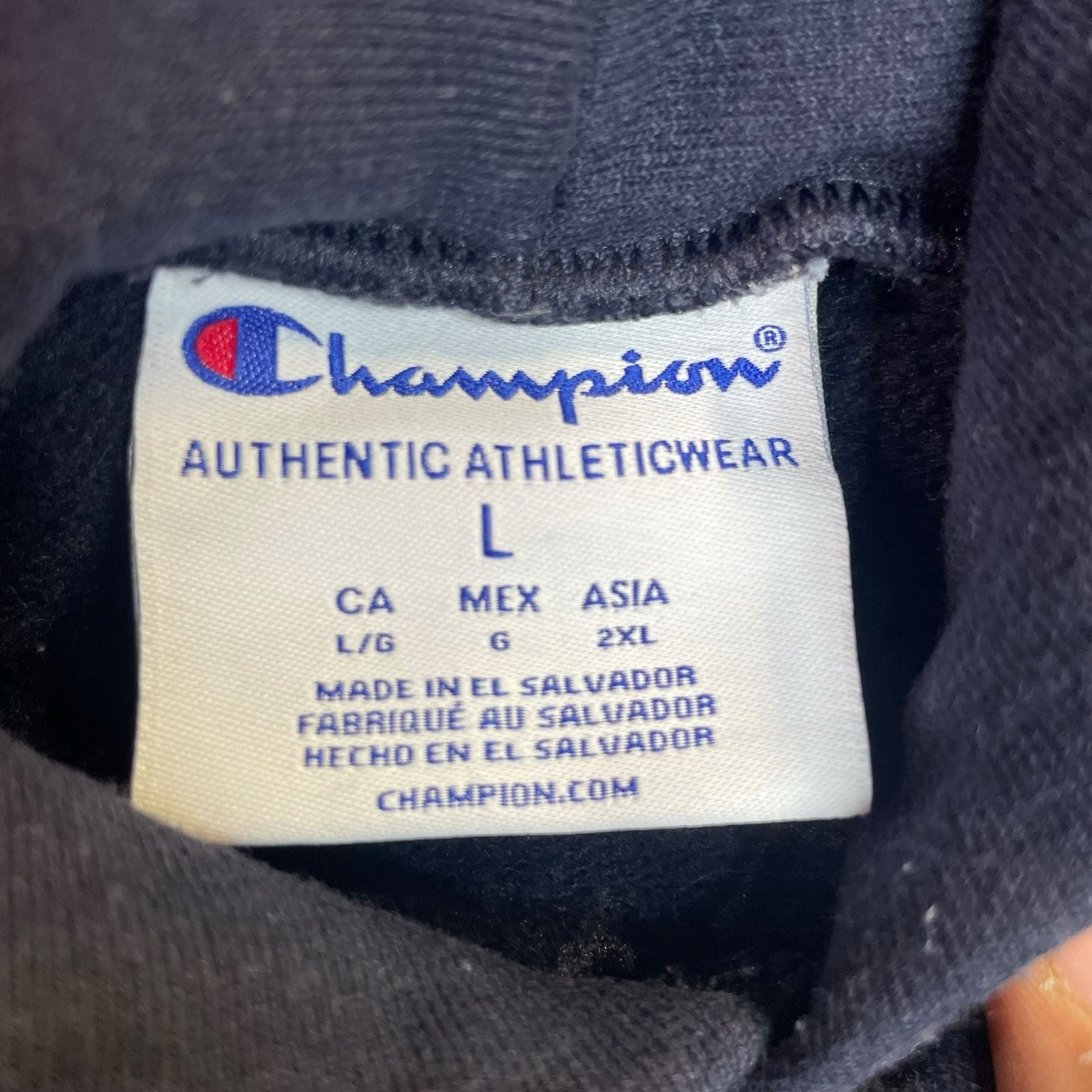 Champion Andrews University Hoodie Navy Blue Large