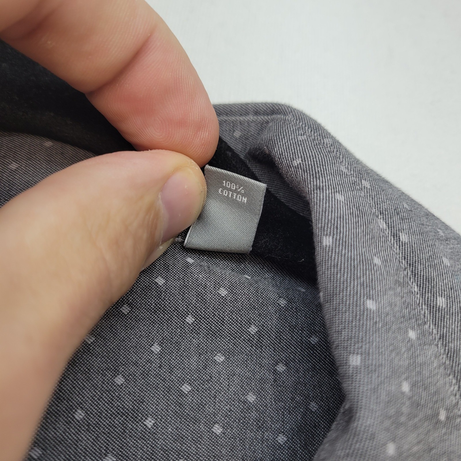 Michael Kors Button Down Shirt Mens L 16.5/32-33 Gray Slim Fit Diamond Print