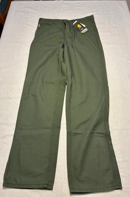 Carhartt FRB 159MOS CAT2 Loose Fit Olive Moss Green Canvas Work Pants Jean 33×34