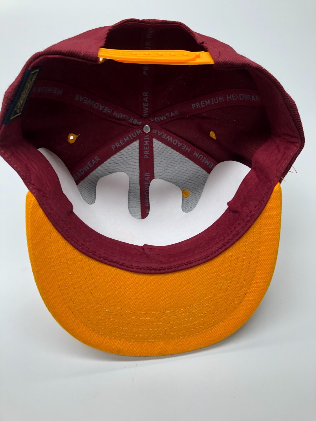 KIPA Premium Headwear Burgundy Plain Yellow Mens OSFM Snapback Flat Brim