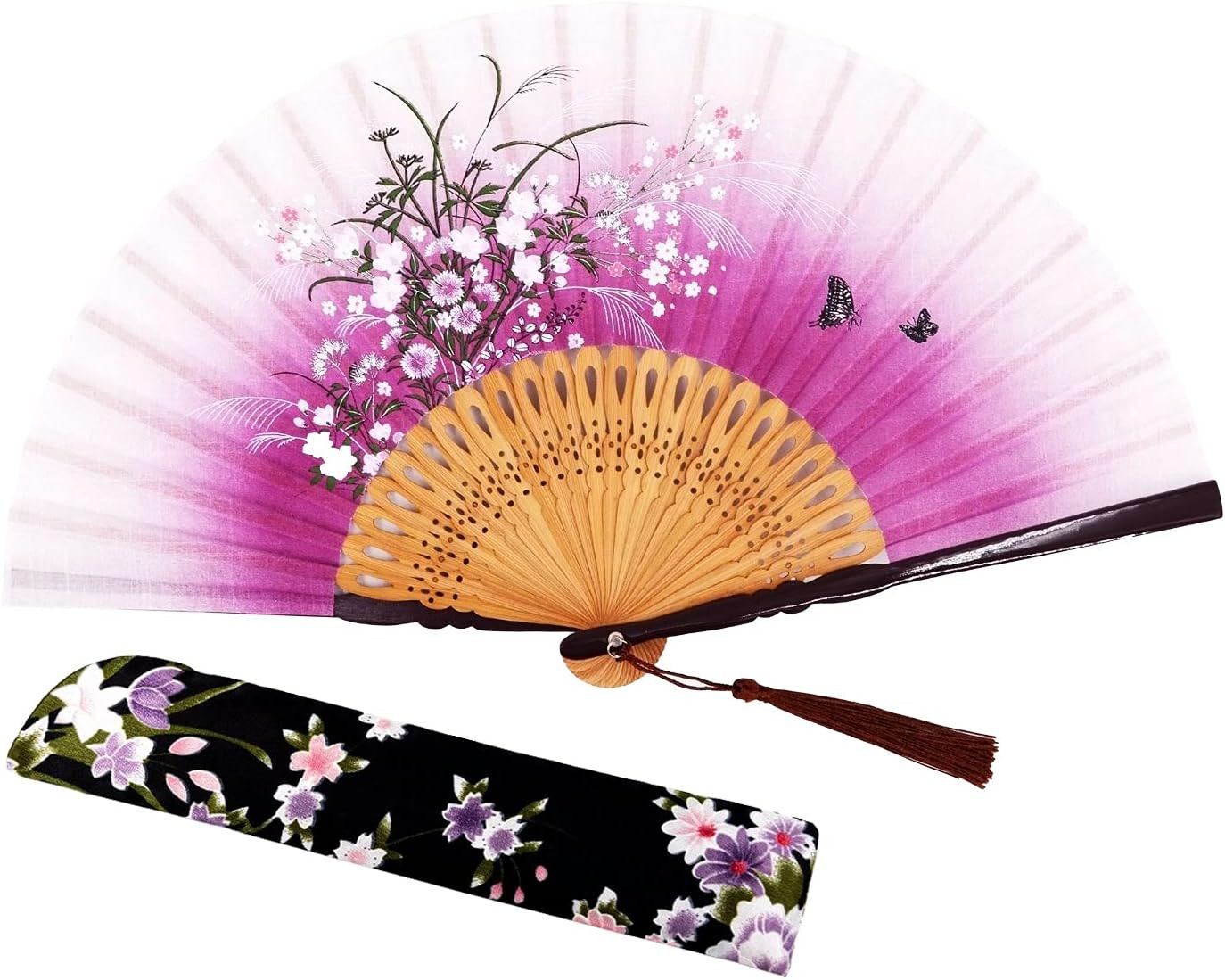 Charming Elegant Modern Woman Handmade Bamboo Silk 8.27″ (21Cm) Folding Fan Pock