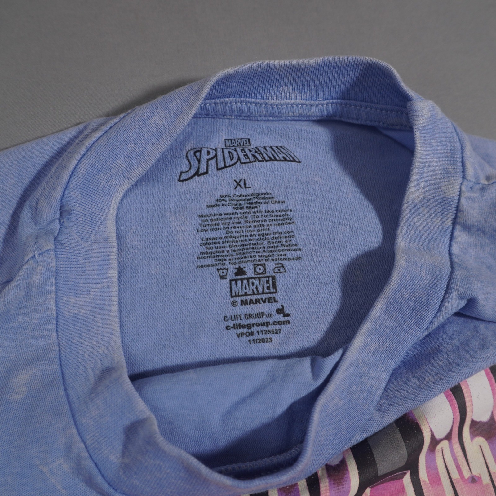 Marvel Spider-Man Light Blue Wash T-Shirt XL