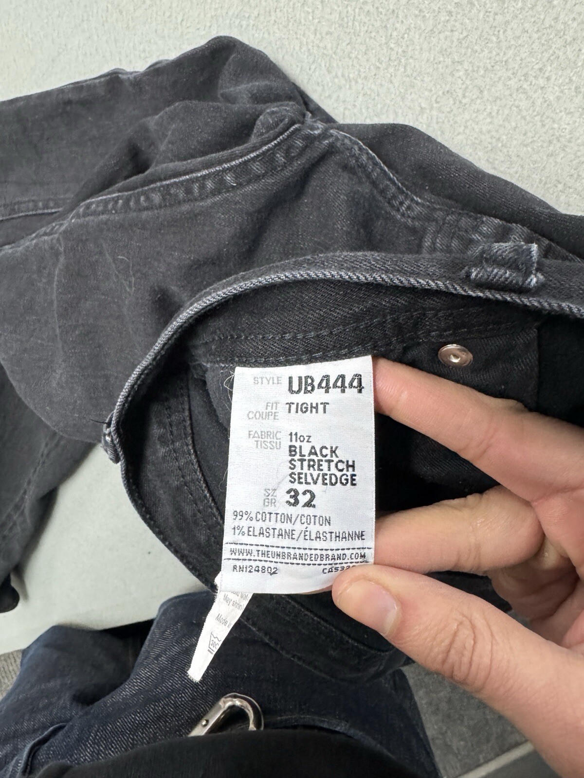 The Unbranded Brand Jeans Selvedge Jeans 32×32 Mens Black Slim Fit Stretch UB444