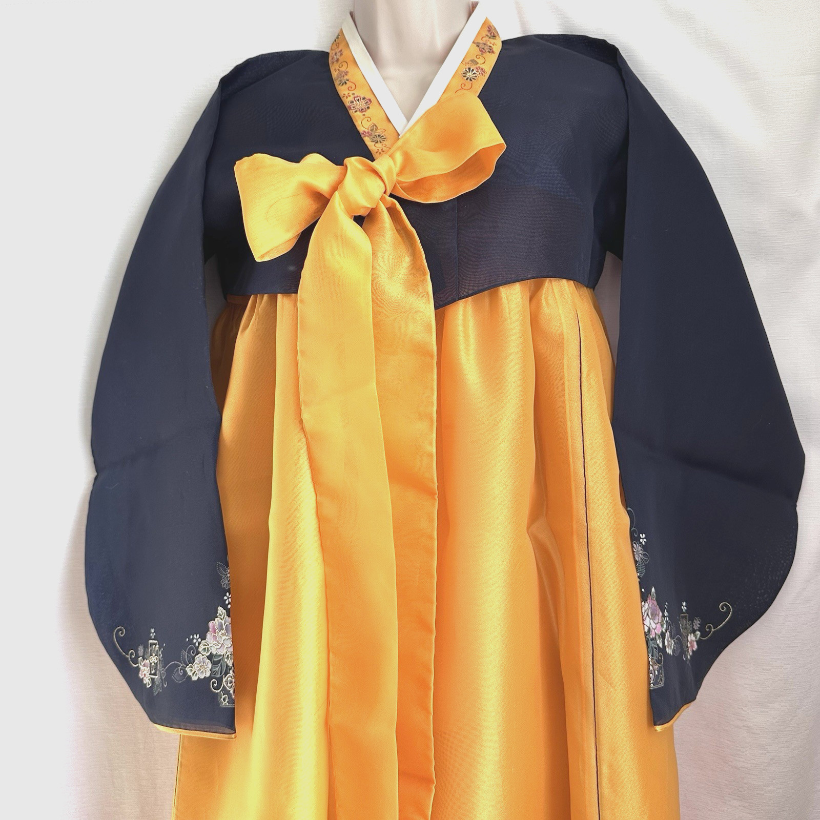 Hanbok Dress Navy Gold Korean Traditional National Costume Clothes Cosplay Small