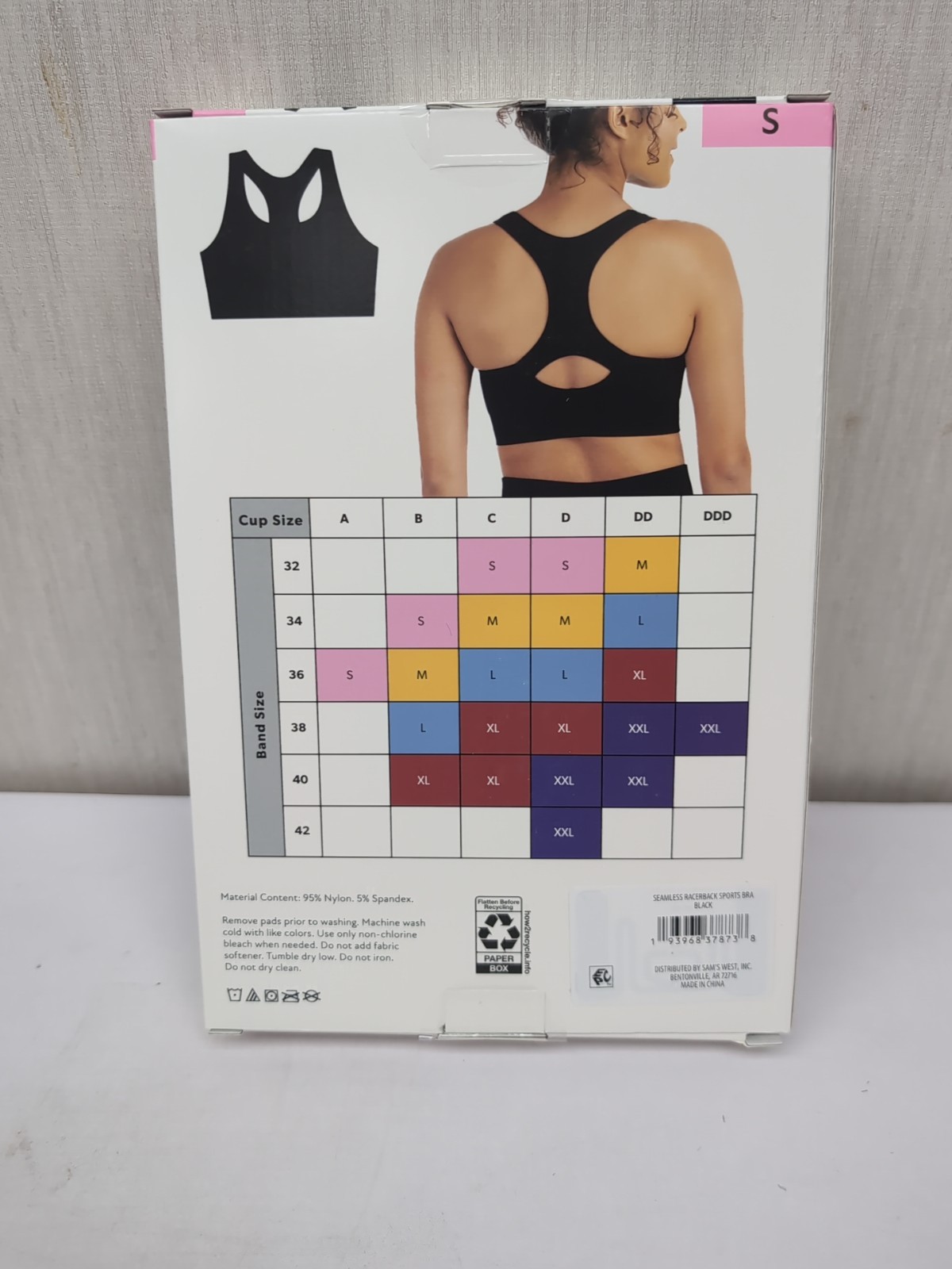 Member’s Mark Women Seamless Racerback Medium Support Sports Bra Black Sz Sm L4