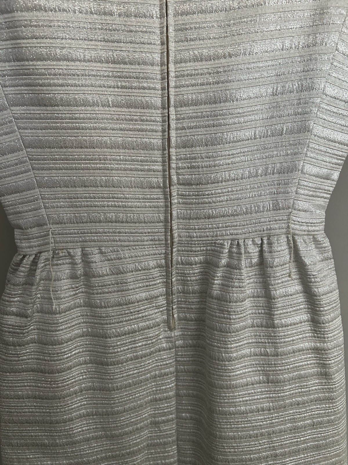 1960s Silver Metallic Stripe Rhinestone Button Dress Jacket Set Deadstock Sz M