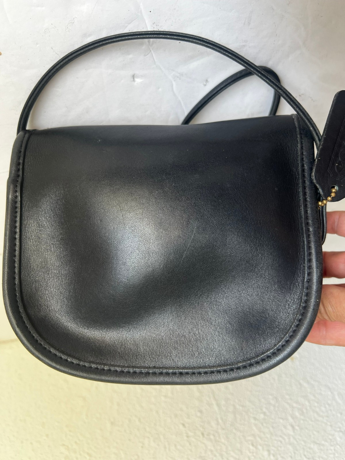 COACH 90’S VINTAGE ABBIE 9017 CROSSBODY GLOVED TANNED LEATHER BAG BLACK