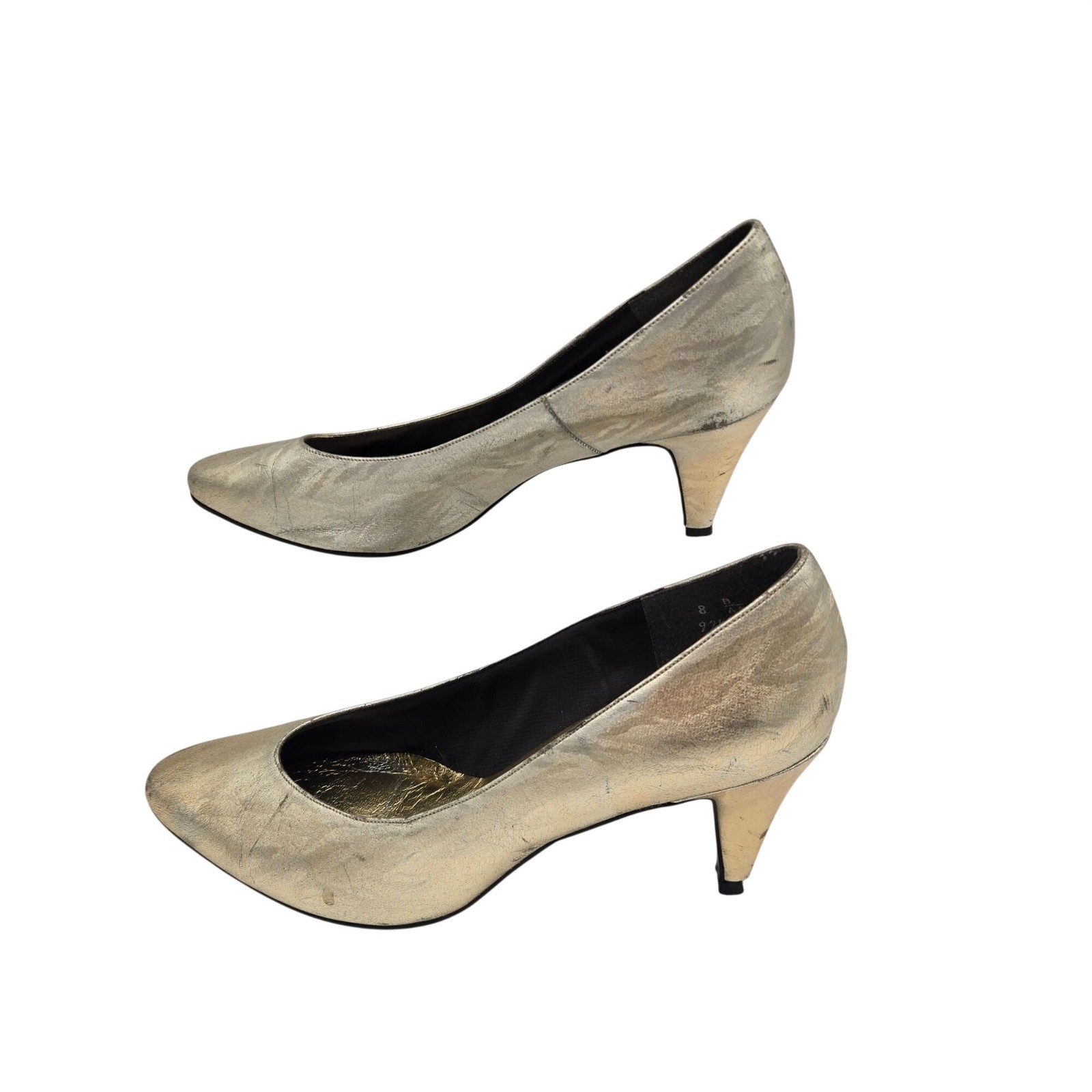 LifeStride NightLife Gold Pointy Toe Pumps Heels Size 8 Man-Made Material