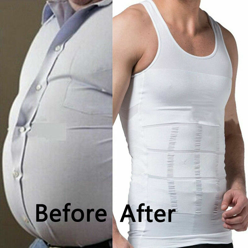 Mens 3 Pack Body Shaper Slimming Tummy Vest Compression Shirt Tank Top Shapewear