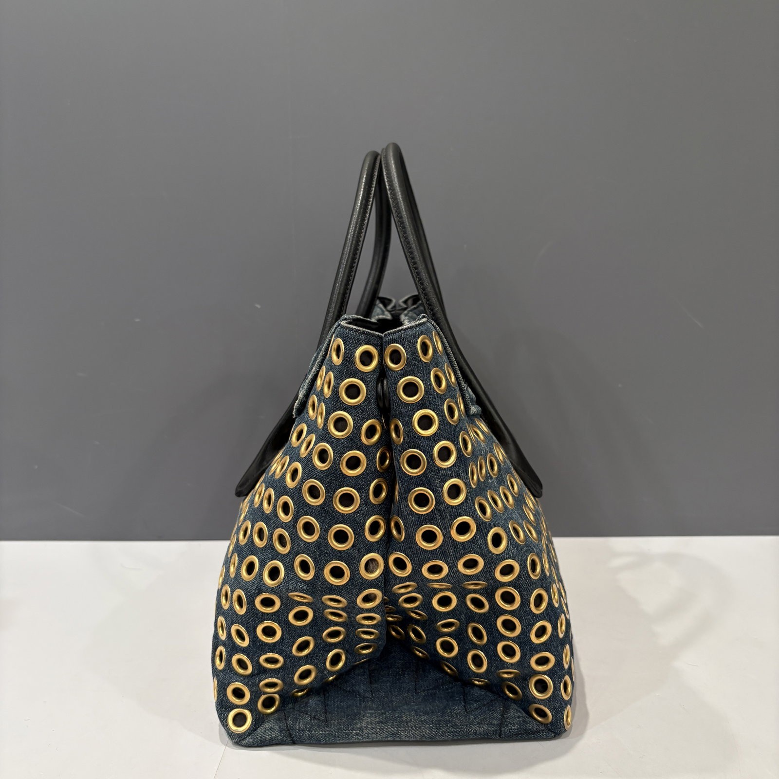 Miu Miu Eyelet Two Way Bag Blue Denim (ya041226a8)