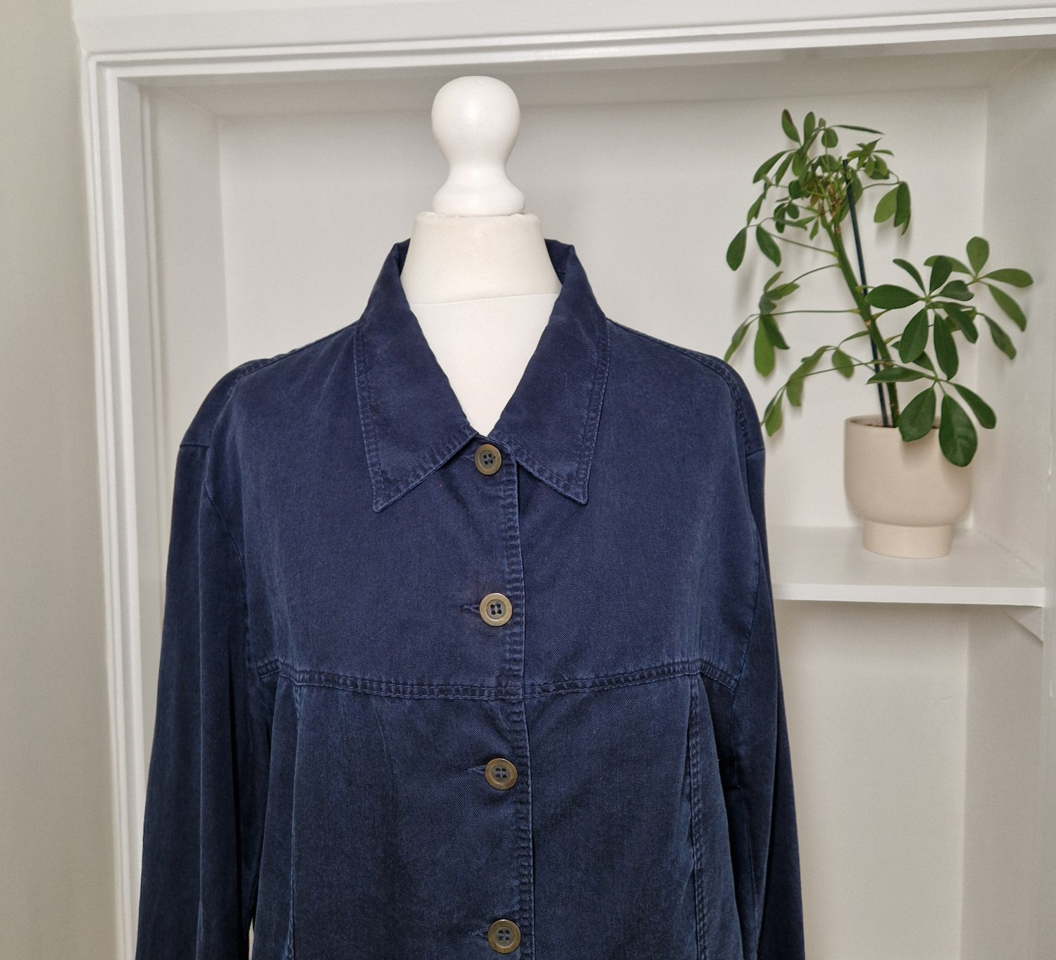 M&S Chore Shirt UK 16 Minimalist Indigo Workwear Oi Polloi Shacket Utility