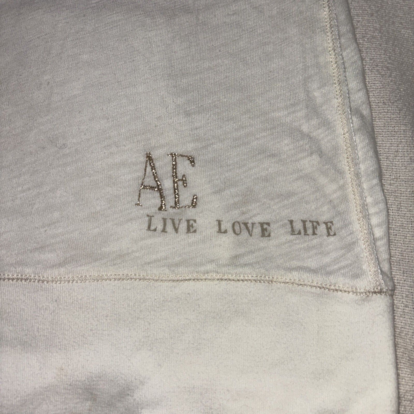 American Eagle Hooded Henley Top Long Sleeve Logo Kangaroo Pocket Size L NWT