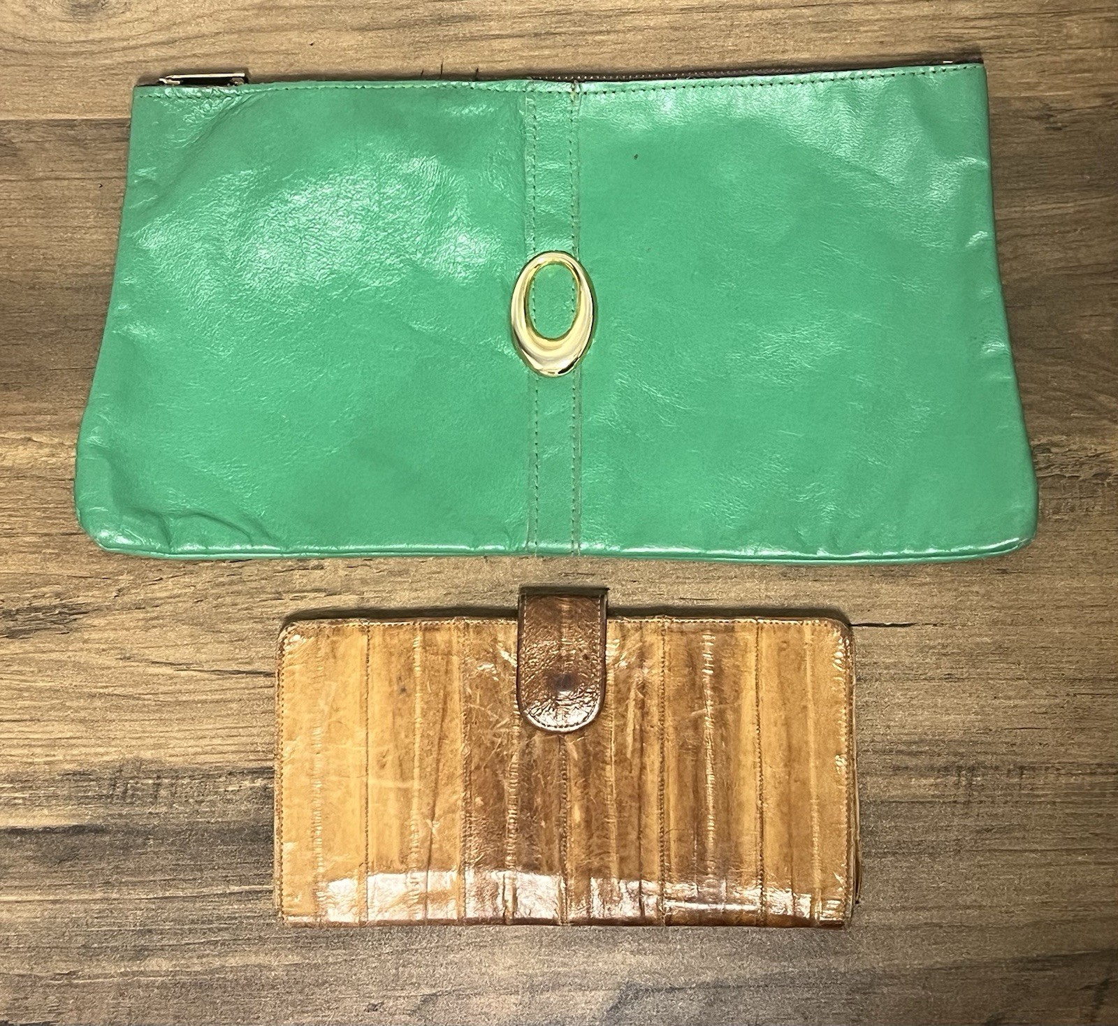 Pair of Vintage Leather Handmade Handbag & Eel Leather Wallet