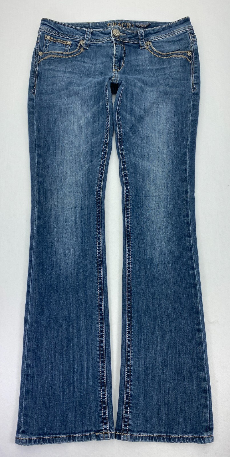 C623 Grace in LA Low Rise Bootcut Jeans tag sz 30 (Measures 31×33″) Long Cross
