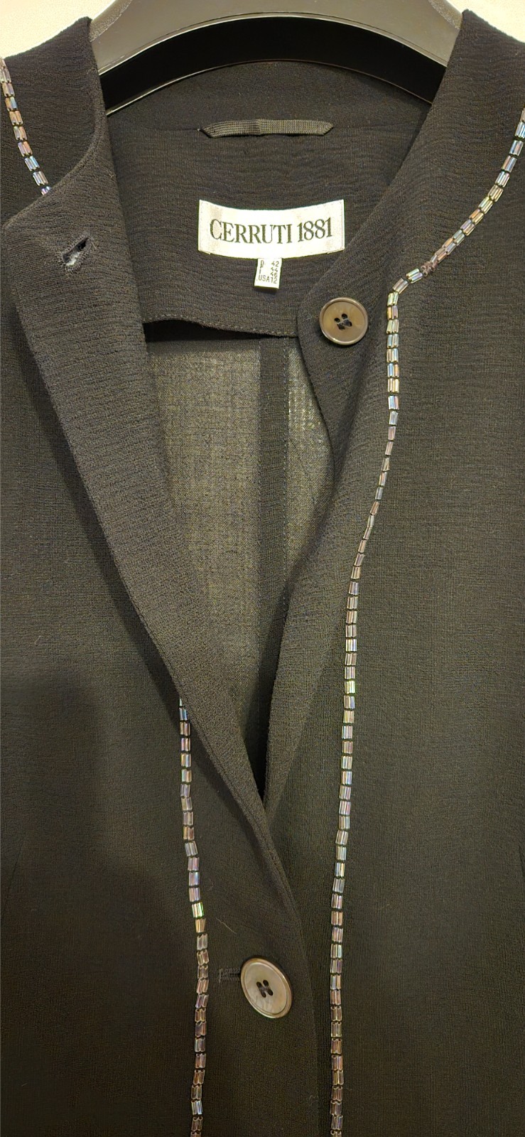 CERRUTI 1881 VIRGIN WOOL BEADED BLAZER TOP – UK 14 – EXCELLENT – POST FREE!