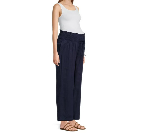 Destination Maternity Women’s Maternity Smocked Linen Pants Multisize Multicolor