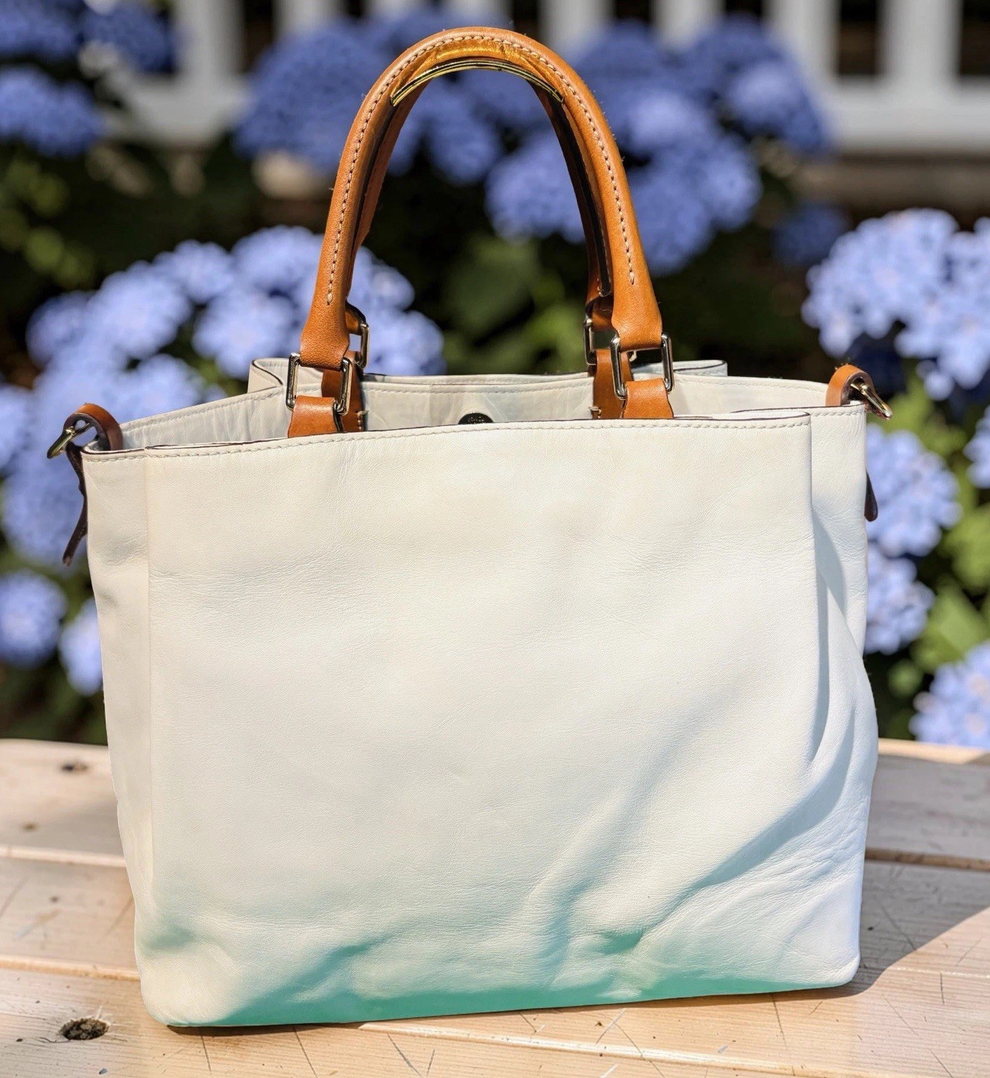 Dooney Bourke Bone Off-White City Barlow Smooth Leather Large Satchel Bag