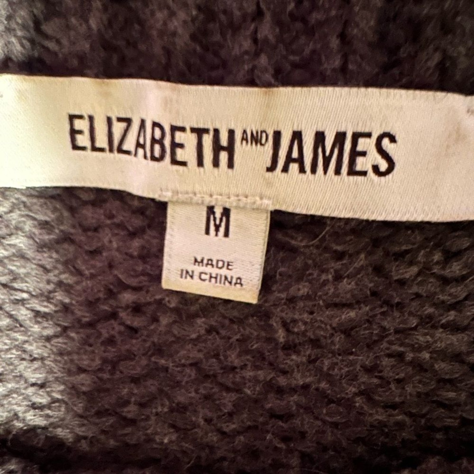 ELIZABETH AND JAMES Grey with Pink Ostrich Feather Trim Sweater size medium