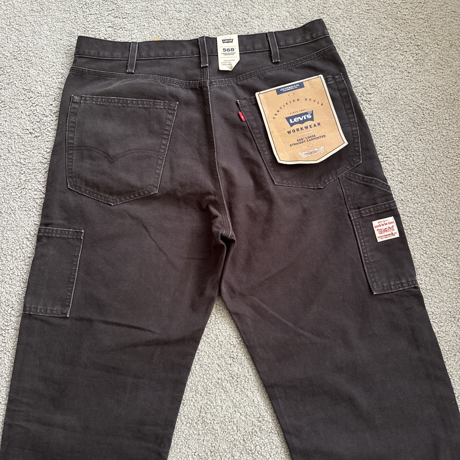 Levis 568 Utility Carpenter Gray Loose Fit Canvas Denim Men’s Sz. 36Wx32 See Des