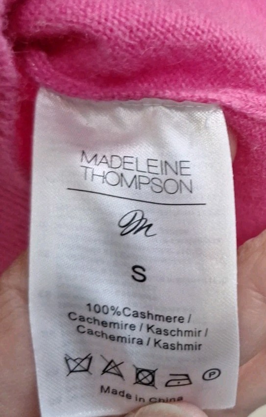 Madeleine Thompson 100% Cashmere Pink Sweater Size S Puffer Shoulder