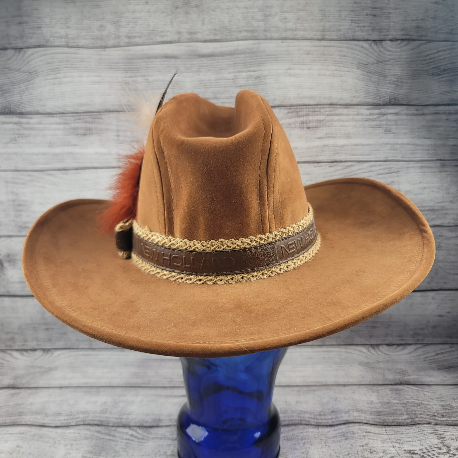 Vintage New Holland Cowboy Hat Made in USA Size Small Feathers (20.75″ circ)
