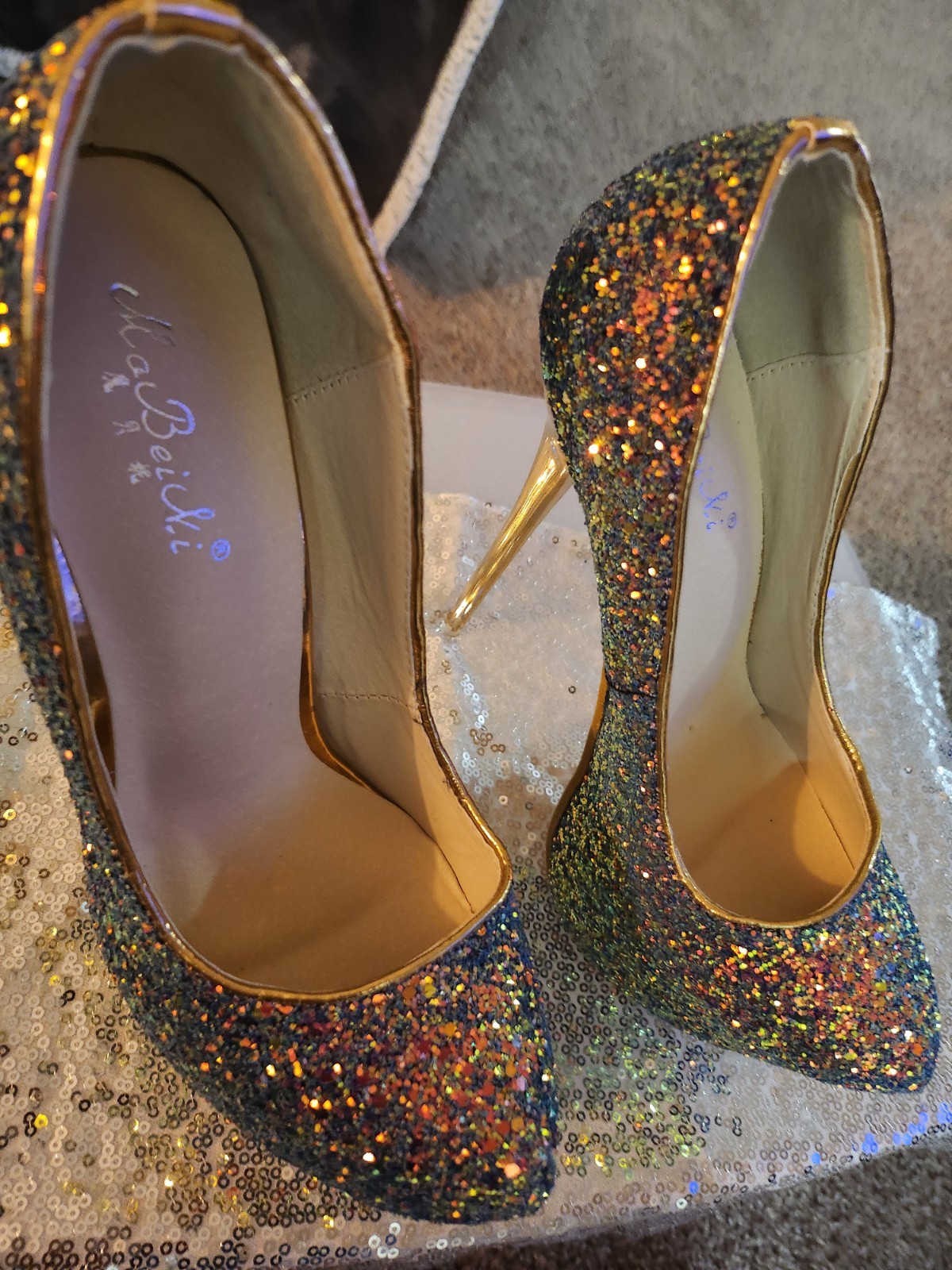 Women Mens Glitter Platform Stilettos Heels Cross Dresser Size 6.5 Womens EU 37